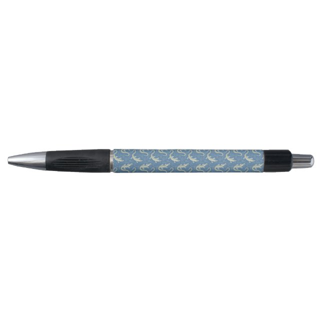 Stylo Jouer Alligator Vert Paisley sur Bleu (Devant)