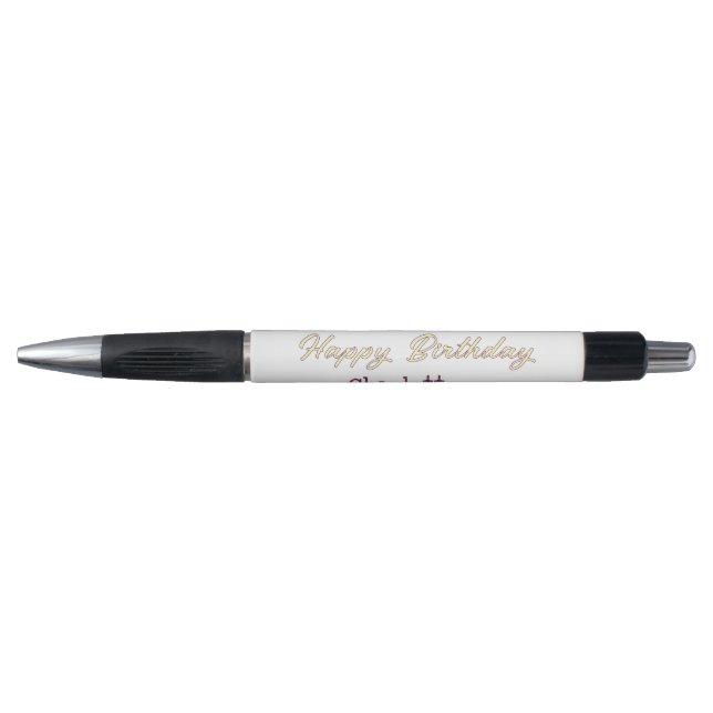 Stylo joyeux anniversaire jaune marron pastel moderne te (Devant)