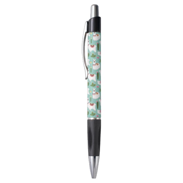 Stylo Lamas mignons sur le motif turquoise (Haut (Vertical))