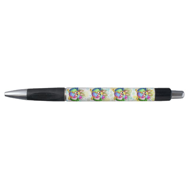 Stylo Lapin drôle mordant un œuf de Pâques (Devant)