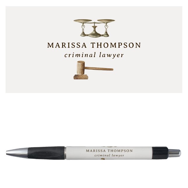 Stylo Law Scales Gavel Juridique Antique Nom Personnalis (Law Scales Gavel Legal Antique Custom Name Pen)