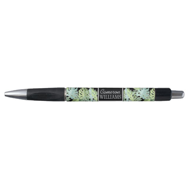 Stylo Le motif floral | de jungle ajoutent votre nom (Devant)