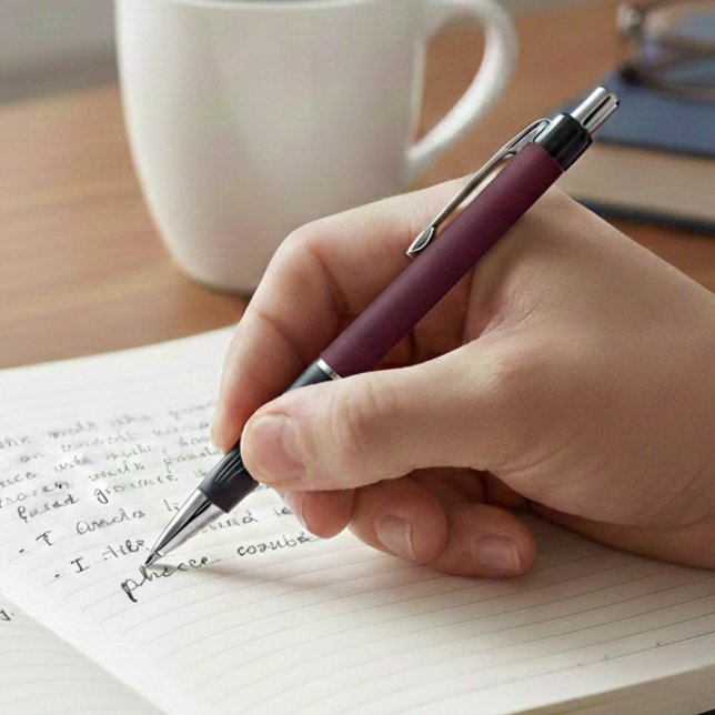 Stylo Leather Look Maroon Pen with Customizable Name (Créateur téléchargé)