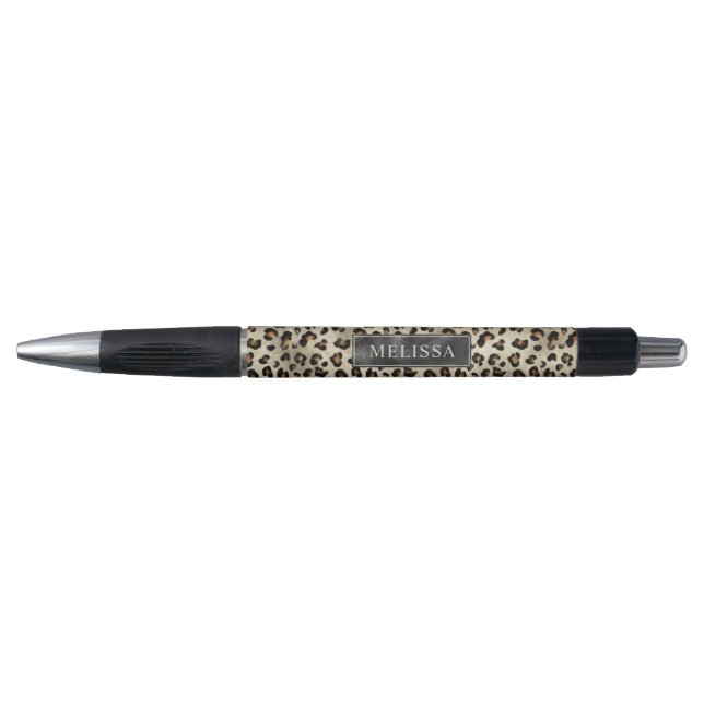 Stylo Leopard Animal Print Pattern In Beige With Name (Devant)