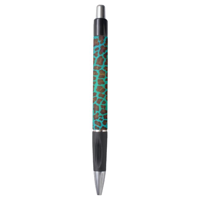 Stylo Léopard Brown et Turquoise (Devant (Vertical))