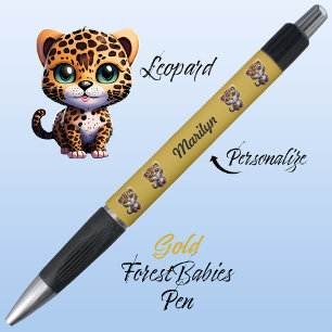 Stylo Léopard, Chat Whimsical Unique, Or Graphique