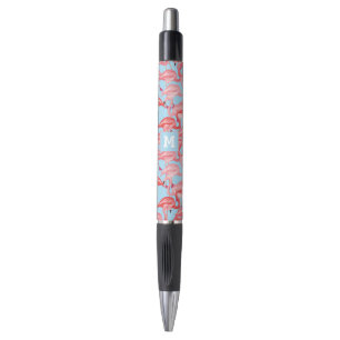 Stylo Les Flamants roses roses lumineux sur le bleu