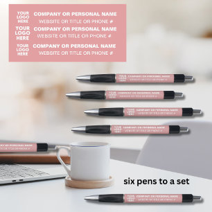 Stylo Logo 3 faces Business Pink Blanc Nom Titre