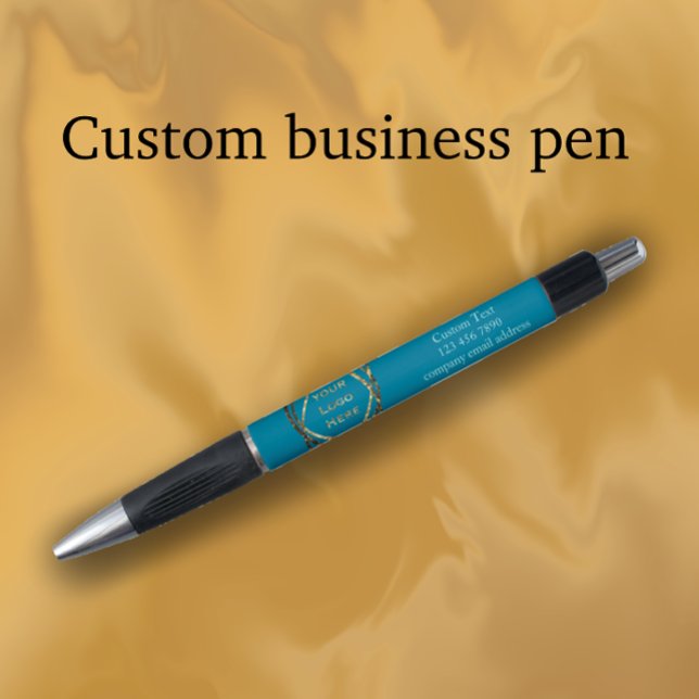 Stylo Logo d'affaires personnalisé noir Turquoise Promot (Promote your business by adding your business details and logo. Quality stylish turquoise pen.)