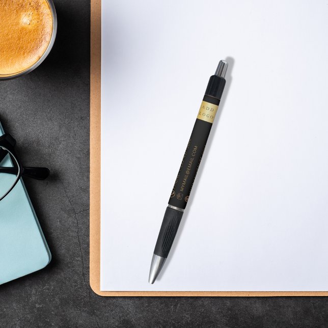 Stylo Logo de l'entreprise en or noir Nom du téléphone (Créateur téléchargé)