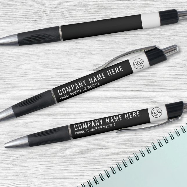 Stylo Logo de l'entreprise Noir minimal affaires (Company Logo Black Minimal Business Pen)