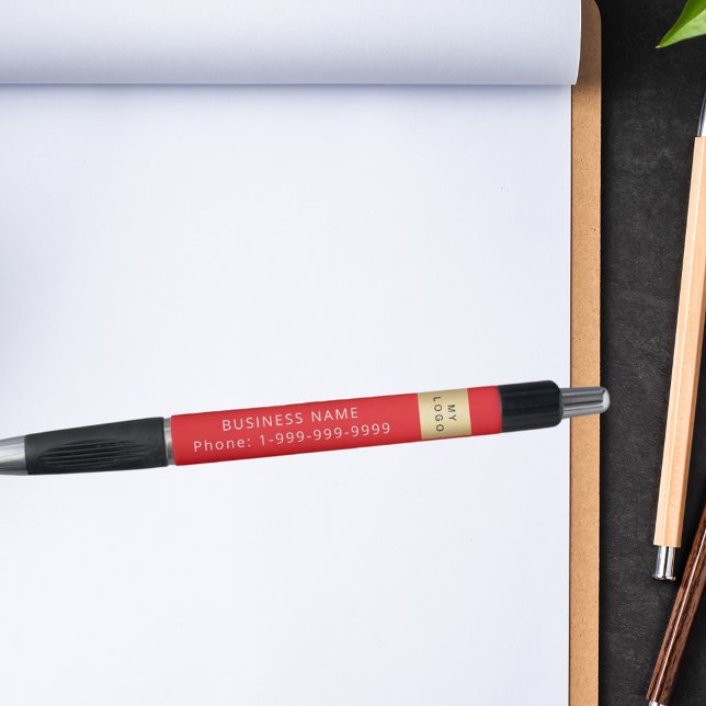 Stylo Logo nom de société commerciale rouge téléphone (Créateur téléchargé)