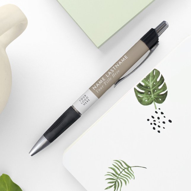 Stylo Logo personnalisé Moderne Beige Sable Simple Entre (Créateur téléchargé)