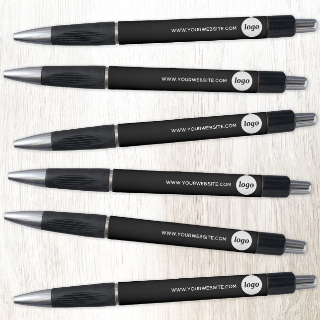 Stylo Logo Simple Avec Site Web Promotionnel Business (Simple logo with custom text business branding promotional website address black pen)