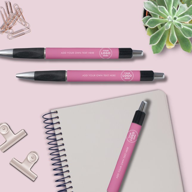 Stylo Magasin commercial promotionnel logo simple (Modern simple pink logo business pens. Add your own logo and custom text/slogan.)