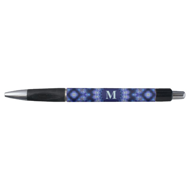 Stylo Mandala Bleu Violet Monogramme Nom (Devant)