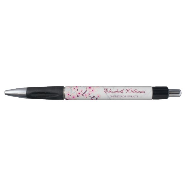 Stylo Marbre gris rose Fleur de cerisier (Devant)