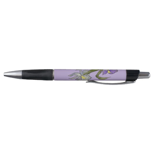 Stylo Mariage d'aquarelle violet et bleu Iris (Bas)