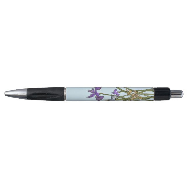 Stylo Mariage d'aquarelle violet et bleu Iris (Devant)