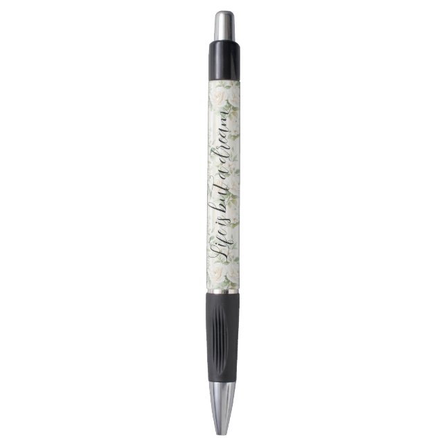Stylo Mariage Fleurs Roses Crème Romantiques Fête de Mar (Devant (Vertical))
