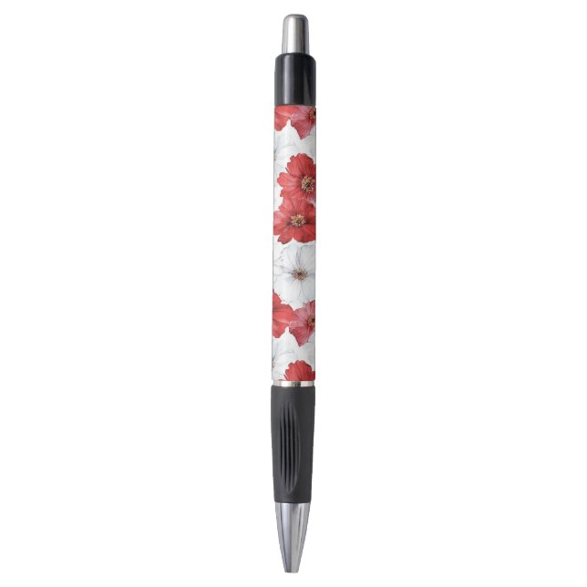 Stylo Mariage Fleurs Rouges Blanches (Devant (Vertical))