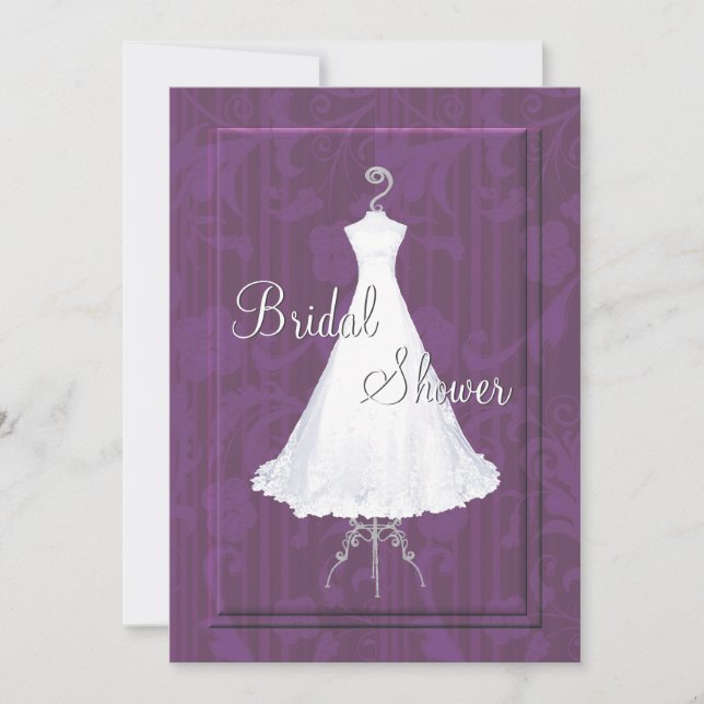 Stylo Mariage robe nuptiale douche Invitation (Devant)