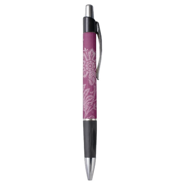 Stylo Mariage Vin de Bourgogne Dentelle Fleurie (Bas (Vertical))