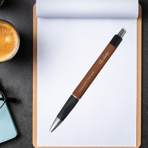 Stylo Marque de nom en monogramme marron