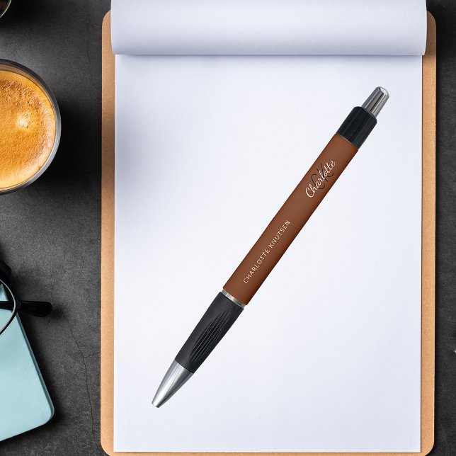 Stylo Marque de nom en monogramme marron (Créateur téléchargé)