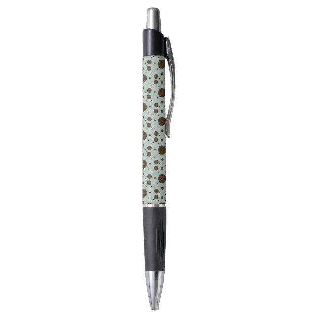 Stylo Marron foncé à micro-fleurs vert sauge (Bas (Vertical))