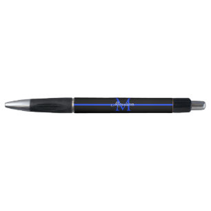 Stylo Mince Ligne Bleue Police Parti de retraite Monogra