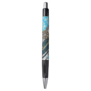 Stylo Modèle personnalisé bleu pâle joli girly damassé