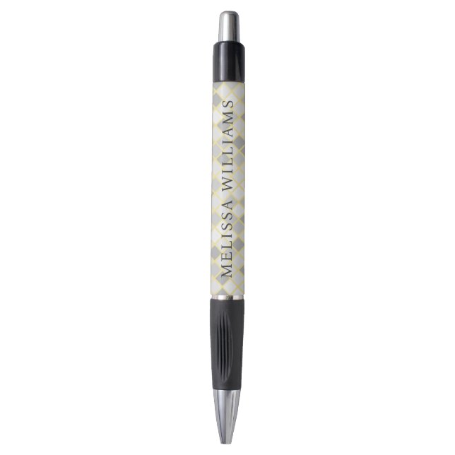 Stylo Modern Yellow & Gray Geometric Business Logo Pen (Devant (Vertical))