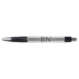 Stylo Moderne Gris Professionnel Monogramme d'affaires N