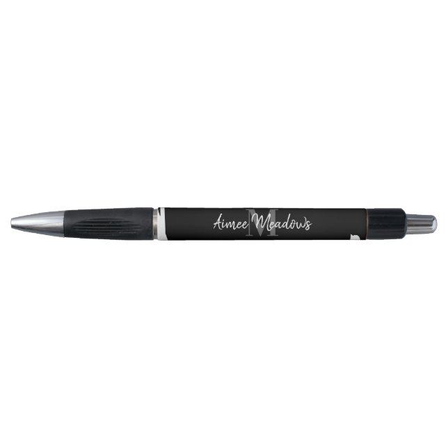 Stylo Monogramme Abstrait noir et blanc (Devant)
