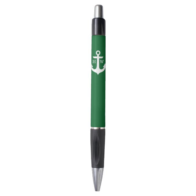 Stylo Monogramme Ancre verte (Devant (Vertical))