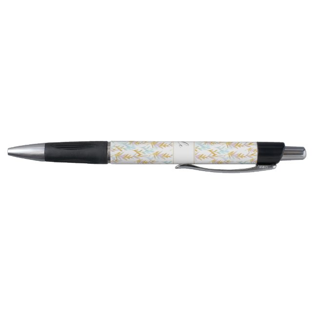 Stylo monogramme couleur or et bleu chic (Bas)