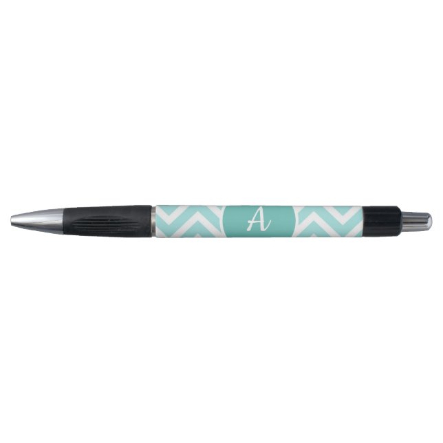Stylo monogramme de chevron bleu (Devant)
