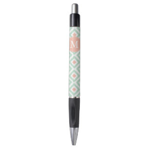 Stylo Monogramme de la menthe et des diamants du corail 