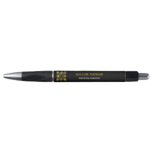 Stylo Monogramme de méandre grec antique noir or