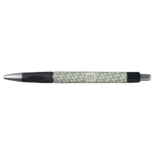 Stylo Monogramme de Motif de feuille rétro les années 70