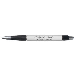 Stylo Monogramme de nom de titre élégant simple noir bla