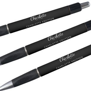 Stylo Monogramme de nom en gris noir écriture