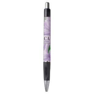Stylo Monogramme de Parties scintillant Florale d'argent