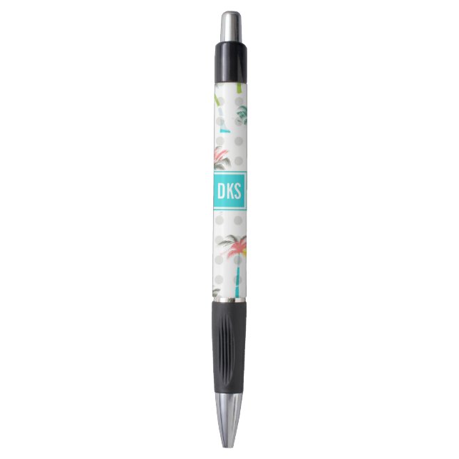 Stylo Monogramme des palmiers | d'aquarelle (Devant (Vertical))
