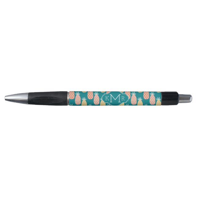 Stylo Monogramme du motif | de griffonnage d'ananas (Devant)