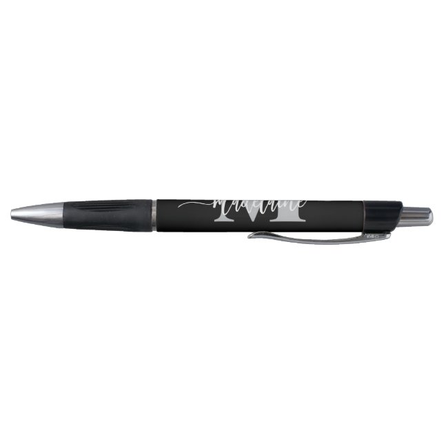 Stylo Monogramme Elegant Blanc noir personnel (Bas)