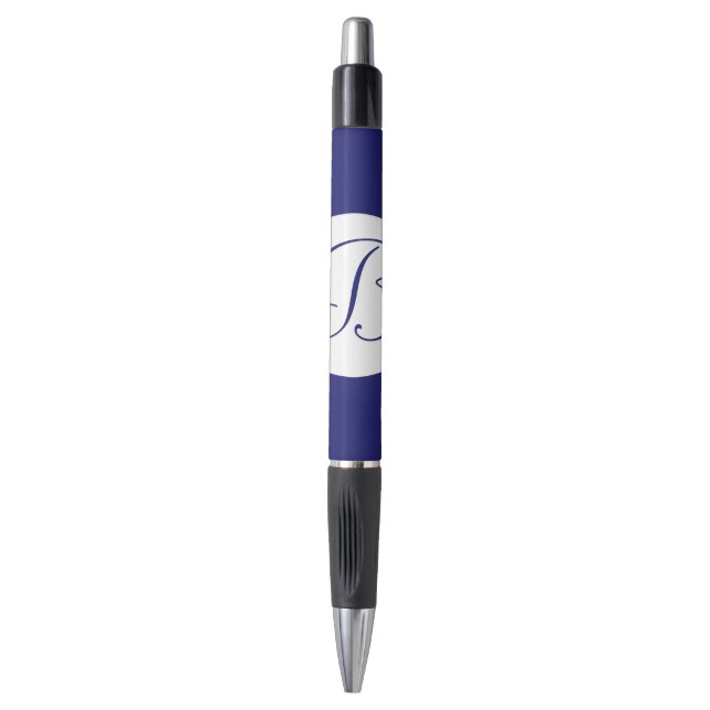 Stylo Monogramme en cercle bleu gras (Devant (Vertical))