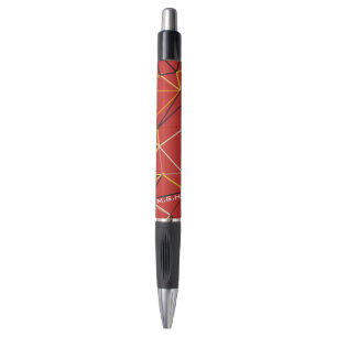 Stylo Monogramme Géométrique Abstrait Rouge Dynamique