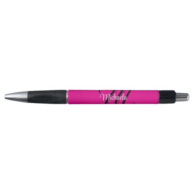 Stylo Monogramme moderne minimaliste nom initial rose ch (Devant)